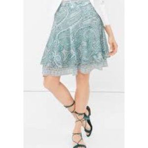 White House Black Market Blue Paisley Tulip Skirt